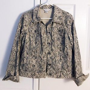 Snake Print Button Denim Jacket